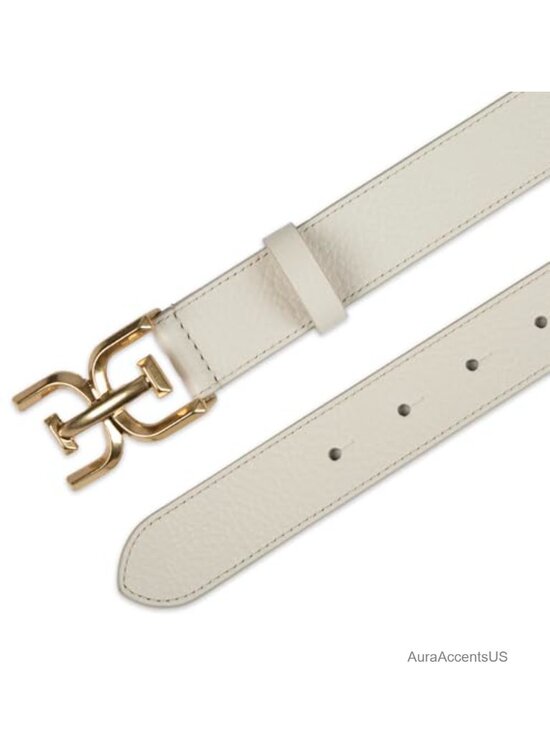 Leather & PU Double-E Logo Plaque Buckle Slim Belt for Jeans, Dresses, Trousers main image 4